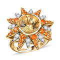 D'Joy Yellow Labradorite and Multi Gemstone 4.40 ctw Sunburst Ring in 18K Vermeil Yellow Gold Over Sterling Silver (Size 10.0) - Sticky add to cart bar