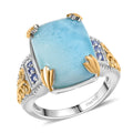 D'Joy Larimar and Tanzanite 13.00 ctw Ring in 18K Vermeil YG and Rhodium Over Sterling Silver - Sticky add to cart bar