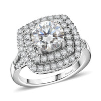 D'Joy Moissanite 2.60 ctw Ring in Rhodium Over Sterling Silver (Size 10.0)