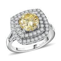D'Joy Moissanite 2.60 ctw Ring in Rhodium Over Sterling Silver (Size 10.0)