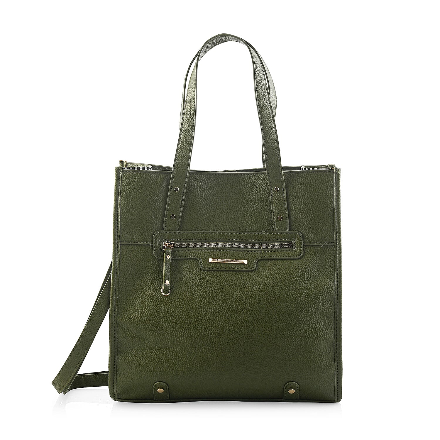 Alexis Bendel Olive Faux Leather Shoulder Bag with Top Handle
