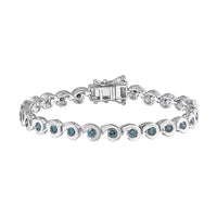 Luxuriant Lab Grown Blue Diamond (IR) Bracelet in Rhodium Over Sterling Silver (6.50 In) 2.80 ctw