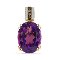 D'Joy AAA Brejinho Amethyst, Natural Champagne and White Diamond 9.40 ctw Art Deco Pendant without Chain in 18K Vermeil Yellow Gold Over Sterling Silver