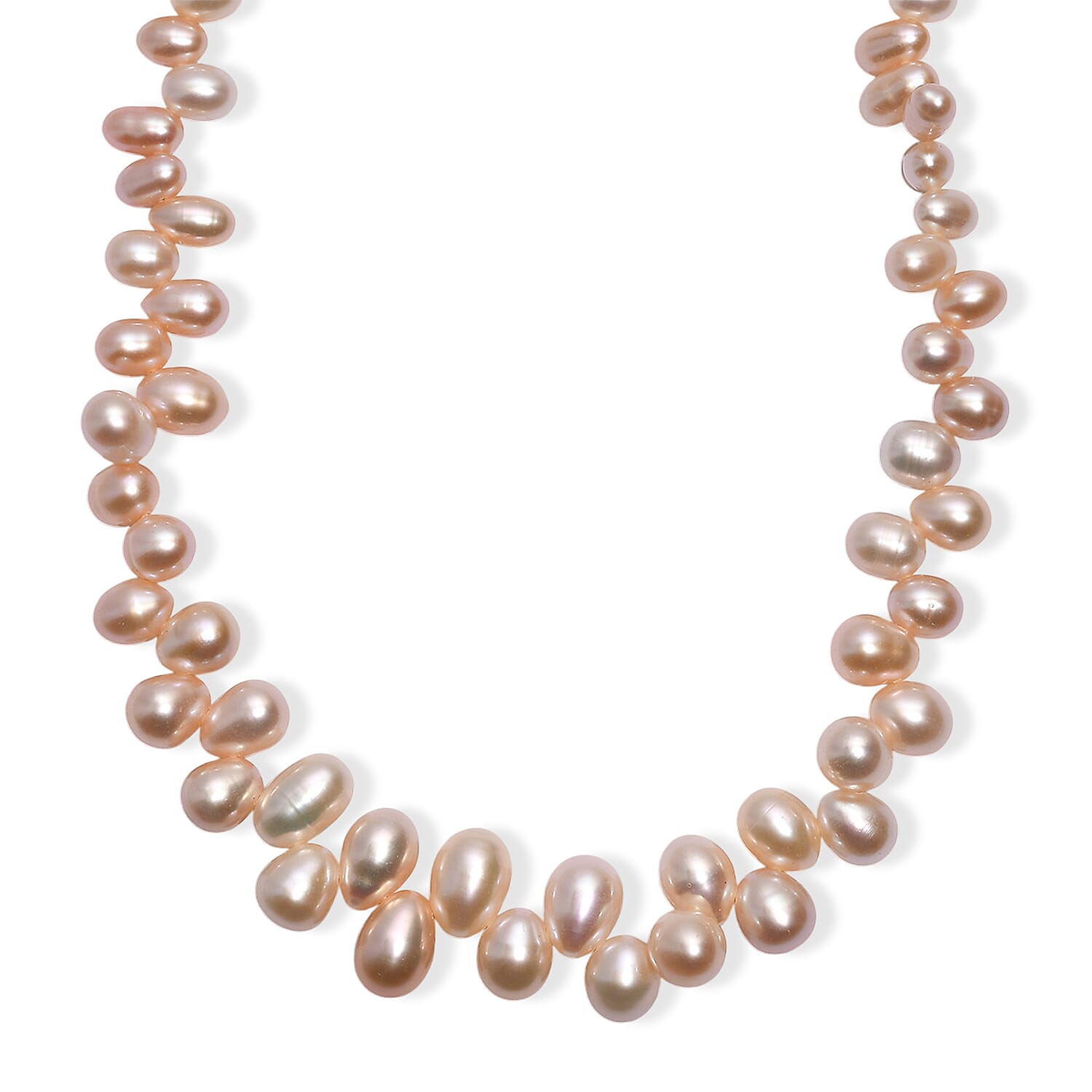 Peach Freshwater Pearl Dancing Bubbles Necklace 18 Inches in 18K Vermeil Yellow Gold Over Sterling Silver