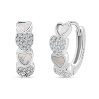 Mother of Pearl, Simulated Diamond Earring in Rhodium Over Sterling Silver