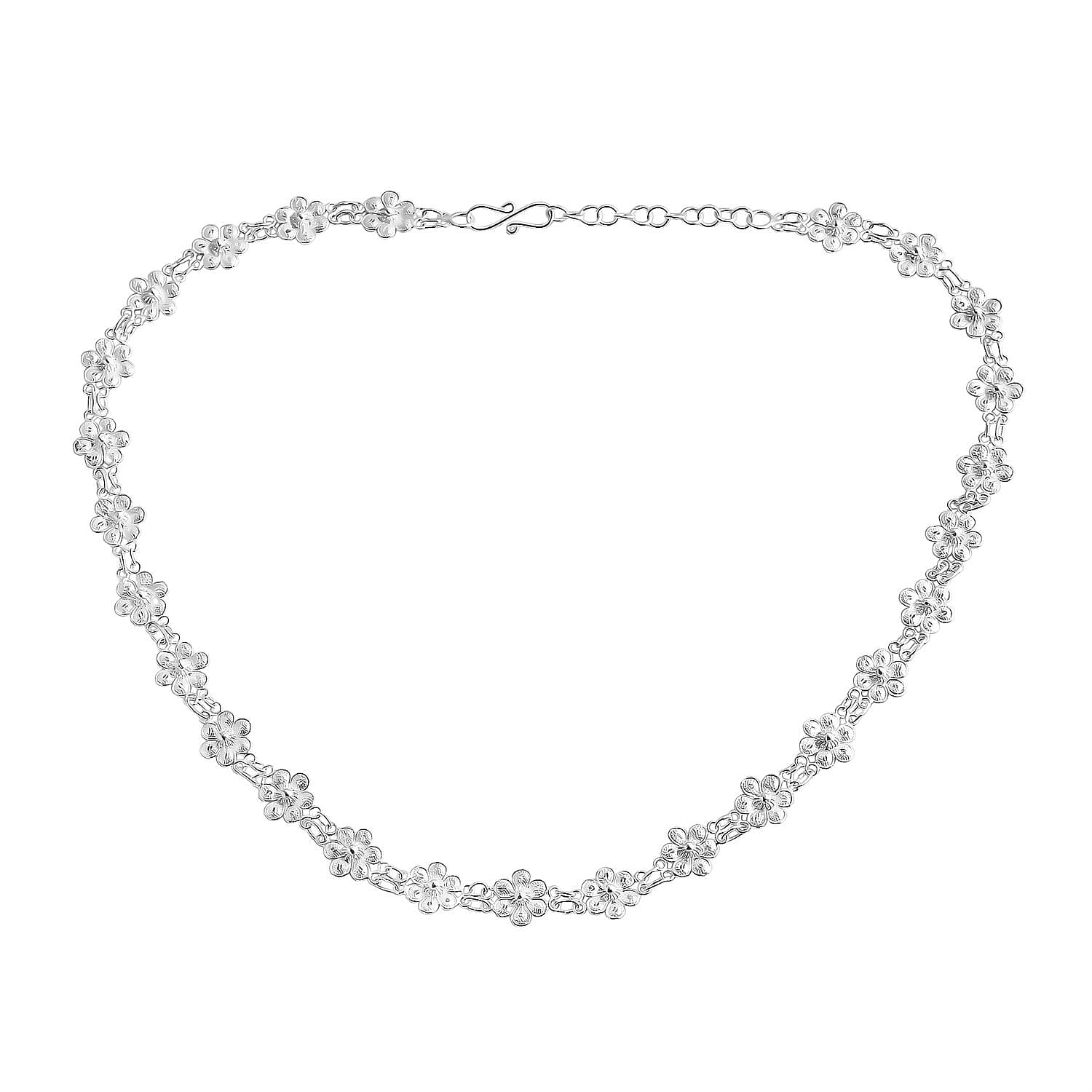 Artistry Tarakashi Collection Floral Necklace in Sterling Silver 16.40 Grams (18 Inches)