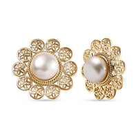 D'Joy Freshwater Pearl Floral Earrings in 18K Vermeil Yellow Gold Over Sterling Silver