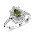 AAA Madagascar Green Sapphire, Moissanite Ethereal Bloom Ring in Rhodium Over Sterling Silver (Size 10.0) 1.35 ctw - Sticky add to cart bar