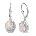 D'Joy Pink Natrolite and White Zircon 4.00 ctw Whale Earrings in Rhodium Over Sterling Silver - Sticky add to cart bar