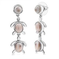 D'Joy Pink Natrolite 6.70 ctw Turtle Earrings in Platinum Over Sterling Silver