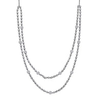 Luxuriant Lab Grown Diamond G-H SI 4.20 ctw Station Necklace 20-22 Inches in Rhodium Over Sterling Silver