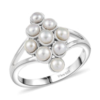 D'Joy Freshwater Pearl Ring in Platinum Over Sterling Silver (Size 10.0)