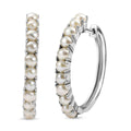 D'Joy Freshwater Pearl Orbit Hoop Earrings in Rhodium Over Sterling Silver - Sticky add to cart bar