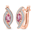 D'Joy Narsipatnam Pink Spinel and White Zircon 0.85 ctw Leaf Earrings in 18K Vermeil Rose Gold Over Sterling Silver - Sticky add to cart bar