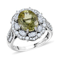 D'Joy Premium Yellow Apatite and Moissanite 5.10 ctw Ring in Rhodium Over Sterling Silver (Size 10.0) - Sticky add to cart bar