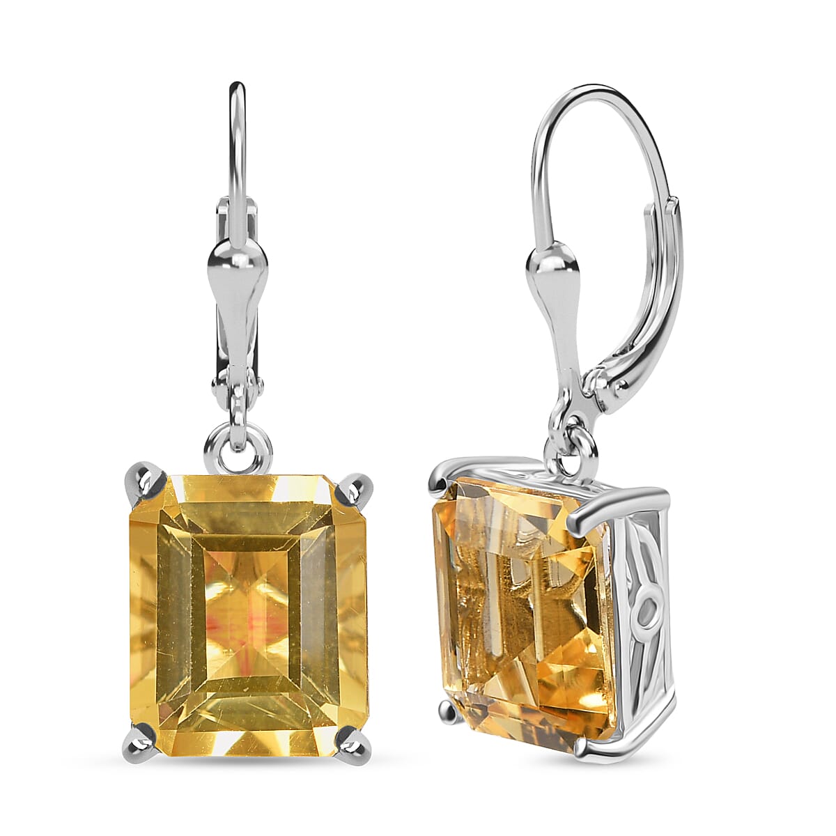 D'Joy Yellow Labradorite 10.75 ctw Elegant Lever Back Earrings in Rhodium Over Sterling Silver