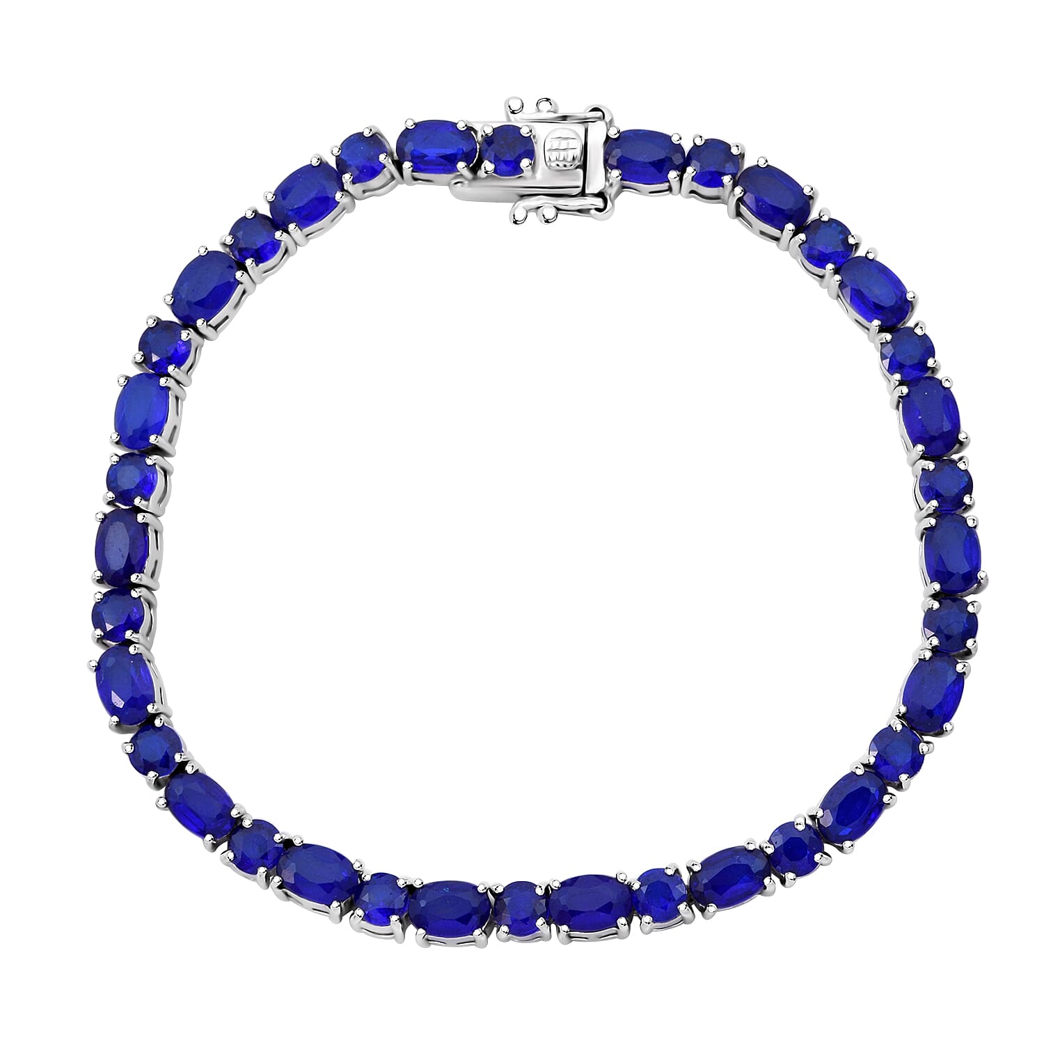 Premium Tanzanian Blue Spinel (DF) Bracelet in Rhodium Over Sterling Silver (6.50 In) 13.90 ctw