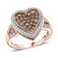 D'Joy Natural Champagne and White Diamond 1.00 ctw Ring in 18K Vermeil Rose Gold Over Sterling Silver (Size 10.0) - Sticky add to cart bar