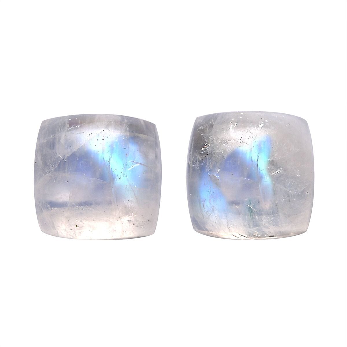 AA Rainbow Moonstone Set of 2 (Cush 5x5 mm) 1.28 ctw Loose Gemstone