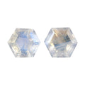 AA Rainbow Moonstone Set of 2 (Hexagon 6 mm) 1.53 ctw Loose Gemstone - Sticky add to cart bar