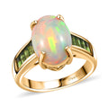 D'Joy Premium Ethiopian Welo Opal and Chrome Diopside 4.60 ctw Staircase Ring in 18K Vermeil Yellow Gold Over Sterling Silver - Sticky add to cart bar