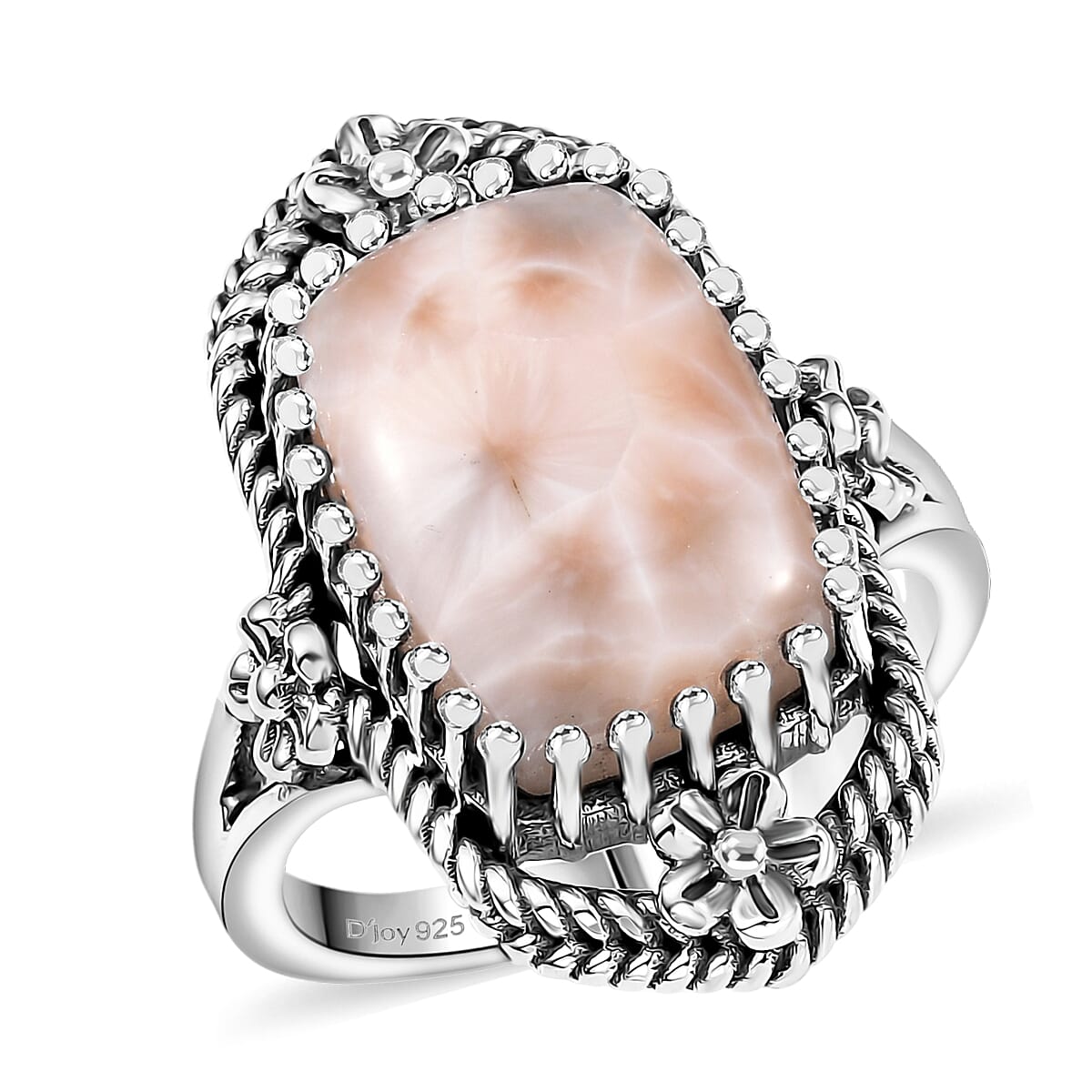 D'Joy Artisan Crafted Natrolite 6.70 ctw Blooming flowers Ring in Sterling Silver (Size 10.0) (Del. in 10-12 Days)