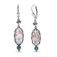 D'Joy Artisan Crafted Pink Natrolite and Malgache Neon Apatite 9.25 ctw Ocean Earrings in Sterling Silver