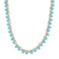 TLV Sleeping Beauty Color Shell Pearl, Austrian Crystal Necklace (18-20 Inches) in Goldtone - Sticky add to cart bar