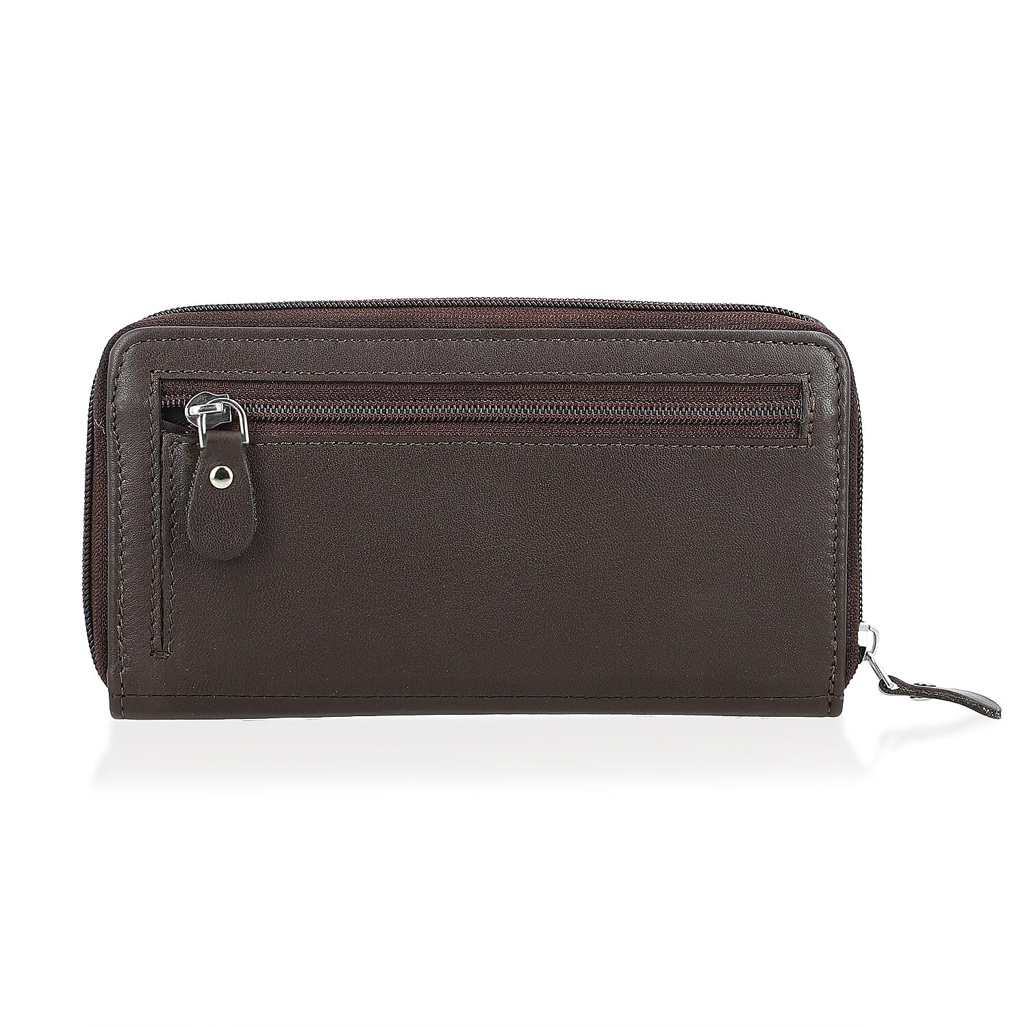 Livmore Brown Genuine Leather Womens Wallet with Front Flap Closure