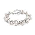 TLV White Shell Pearl and Austrian Crystal Bracelet in Silvertone (6.50-8.0In) - Sticky add to cart bar