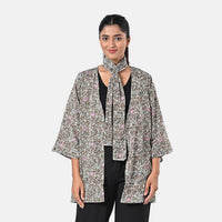 Olive Floral Polyester Kimono (30"x24"), Scrunchie (28"x3.5") and Scarf (68"x 12")