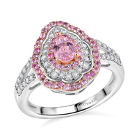 D'Joy Premium Narsipatnam Pink Spinel, Multi Gemstone Rose Aegis Ring in 18K Vermeil RG & Rhodium Over Sterling Silver (Size 10.0) 1.40 ctw