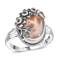 D’Joy Artisan Crafted Natrolite, Natural Champagne Zircon Dragonfly with Flower Ring in Sterling Silver (Size 10.0) (Del. in 10-12 Days) 5.50 ctw - Sticky add to cart bar
