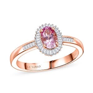 Luxoro 10K Rose Gold AAA Narsipatnam Pink Spinel, Diamond (G-H, I2) Love's Embrace Ring (Size 6.0) 1.15 ctw