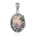 D'Joy Artisan Crafted Pink Natrolite and Natural Champagne Zircon 5.60 ctw Dragonfly with Flower Pendant without Chain in Sterling Silver - Sticky add to cart bar