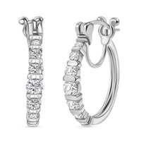 Moissanite Hoop 1.25 ctw Earrings in Rhodium Over Sterling Silver