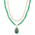 Tigers Eye 250.00 ctw Drop Pendant with Beaded and Paper Clip Chain Necklace 18-20 Inches in Godltone - Sticky add to cart bar