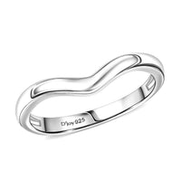 Platinum Over Sterling Silver Chevron Ring (Size 5.5) (2 g)