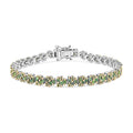 Green Diamond (IR) Art Deco Bracelet in YG Rhodium Over Sterling Silver (7.25 In) 3.95 ctw - Sticky add to cart bar