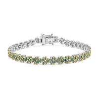 Green Diamond (IR) Art Deco Bracelet in YG Rhodium Over Sterling Silver (7.25 In) 3.95 ctw
