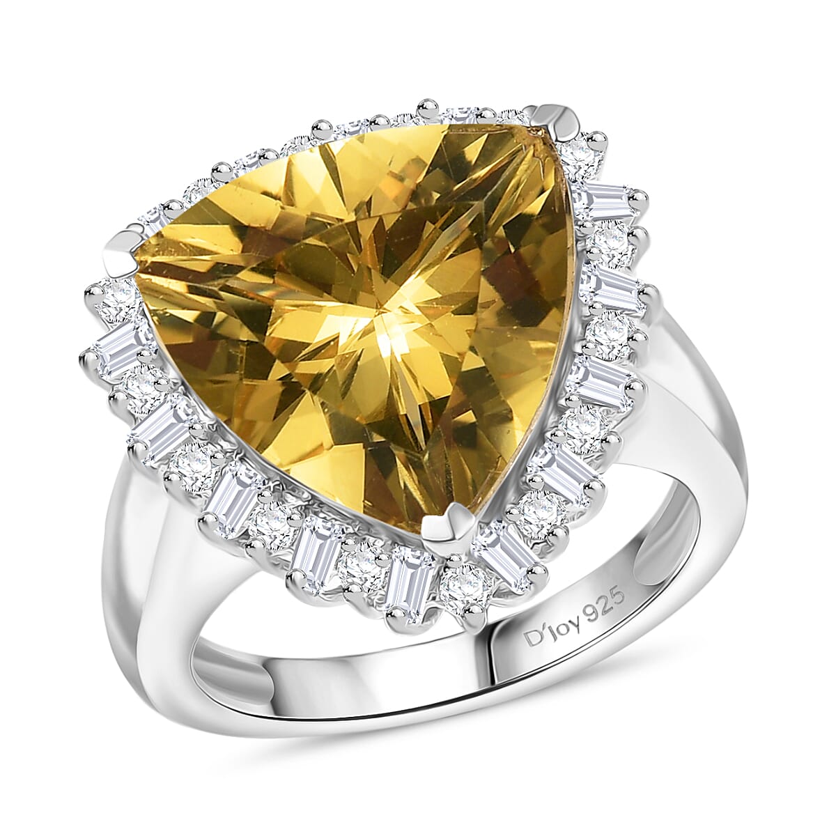 D’joy Yellow Labradorite and Moissanite 8.50 ctw Sunburst Ring in Rhodium Over Sterling Silver (Size 10.0)