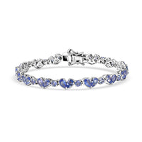 D'Joy Tanzanite 7.65 ctw Heart Bracelet in Rhodium Over Sterling Silver (7.25 In)