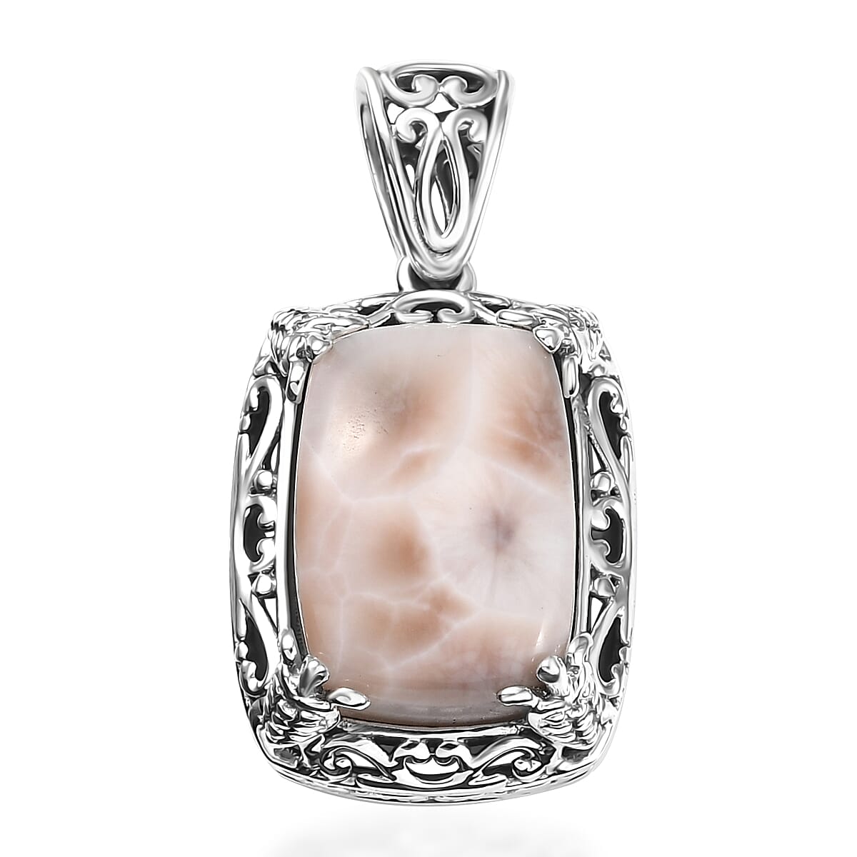 D'Joy Artisan Crafted Pink Natrolite 7.50 ctw Turtle Pendant without Chain in Sterling Silver