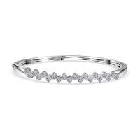 Luxuriant Lab Grown Diamond G-H SI 2.20 ctw Rolling Waves Bangle Bracelet in Rhodium Over Sterling Silver (7.25 In)