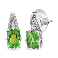 EverTrue Chartreuse Quartz (Triplet) and White Zircon 4.90 ctw Earrings in Platinum Bond