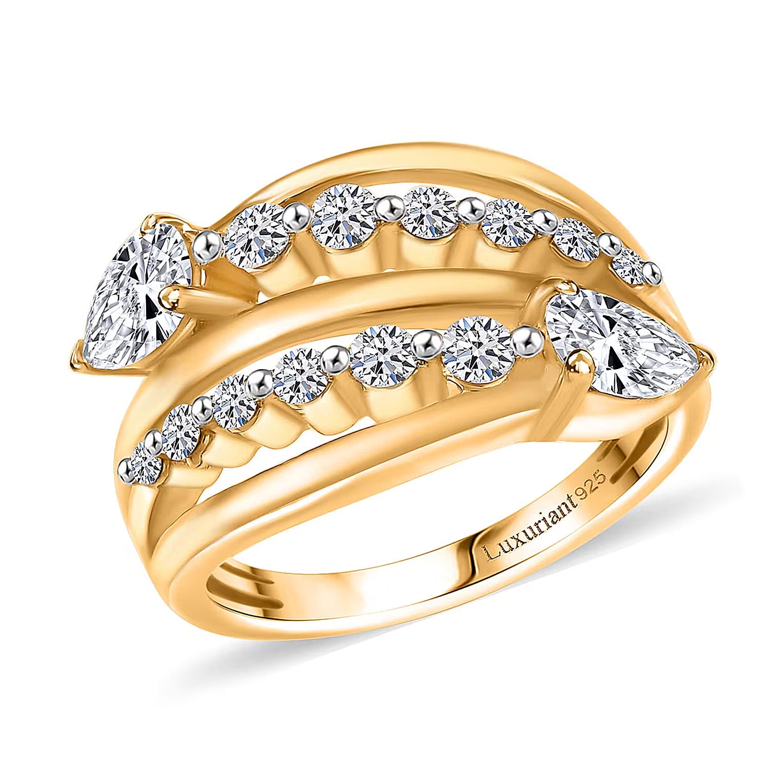 Luxuriant Lab Grown Diamond Ring in 18K Vermeil YG Over Sterling Silver (Size 10.0) 1.50 ctw