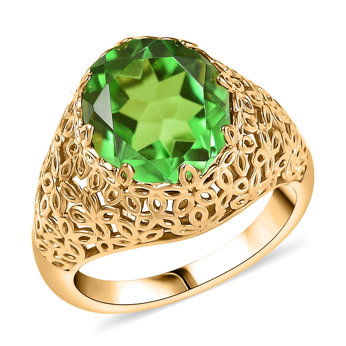 Ever True Chartreuse Quartz 5.00 ctw Blooming Radiance Ring in 18K YG Plated (Size 10.0)