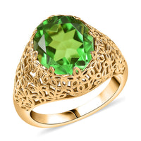 Ever True Chartreuse Quartz 5.00 ctw Blooming Radiance Ring in 18K YG Plated (Size 10.0)