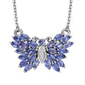 D'Joy Tanzanite and White Zircon 2.20 ctw Butterfly Necklace 18 Inches in Rhodium Over Sterling Silver - Sticky add to cart bar