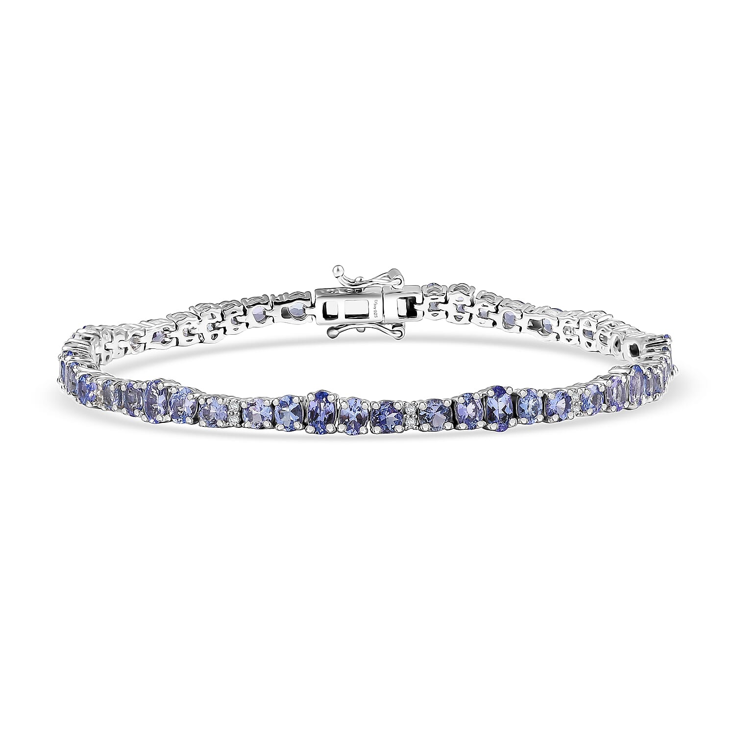 D'Joy Tanzanite, White Zircon Bracelet in Rhodium Over Sterling Silver (6.50 In) 7.50 ctw